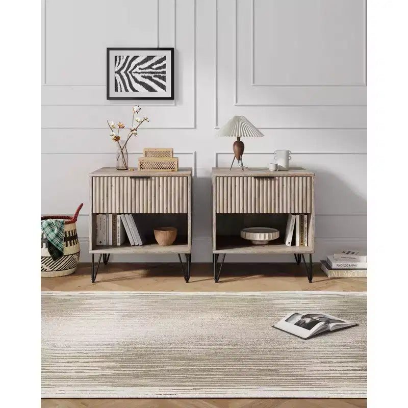 Manhattan Comfort Ensemble de 2 tables de nuit Dumbo avec tiroir gris rustique
