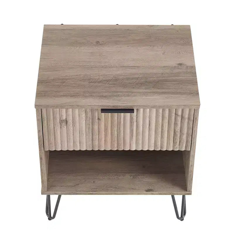Manhattan Comfort Ensemble de 2 tables de nuit Dumbo avec tiroir gris rustique