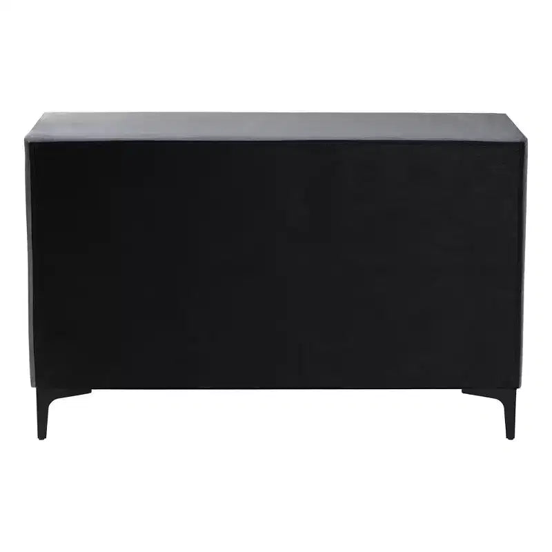 Commode Baxton Studio Etienne en velours 6 tiroirs gris ardoise/noir