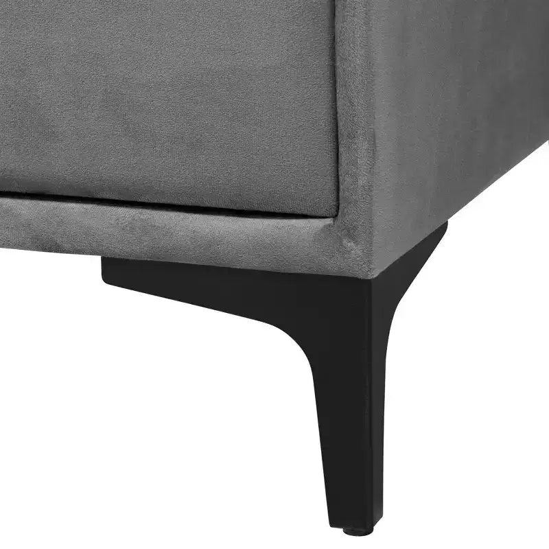 Commode Baxton Studio Etienne en velours 6 tiroirs gris ardoise/noir