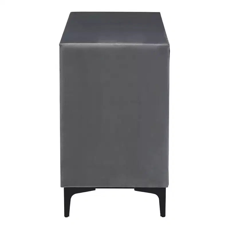 Commode Baxton Studio Etienne en velours 6 tiroirs gris ardoise/noir