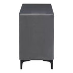 Commode Baxton Studio Etienne en velours 6 tiroirs gris ardoise/noir