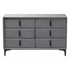Commode Baxton Studio Etienne en velours 6 tiroirs gris ardoise/noir