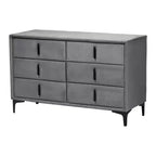 Commode Baxton Studio Etienne en velours 6 tiroirs gris ardoise/noir