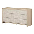 Commode double South Shore Orme doux/Blanc : Commode horizontale à 6 tiroirs, Quincaillerie anti-basculement, Fini stratifié, Largeur de 58,5 pouces