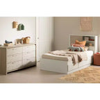 Commode double South Shore Orme doux/Blanc : Commode horizontale à 6 tiroirs, Quincaillerie anti-basculement, Fini stratifié, Largeur de 58,5 pouces
