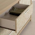 Commode double South Shore Orme doux/Blanc : Commode horizontale à 6 tiroirs, Quincaillerie anti-basculement, Fini stratifié, Largeur de 58,5 pouces