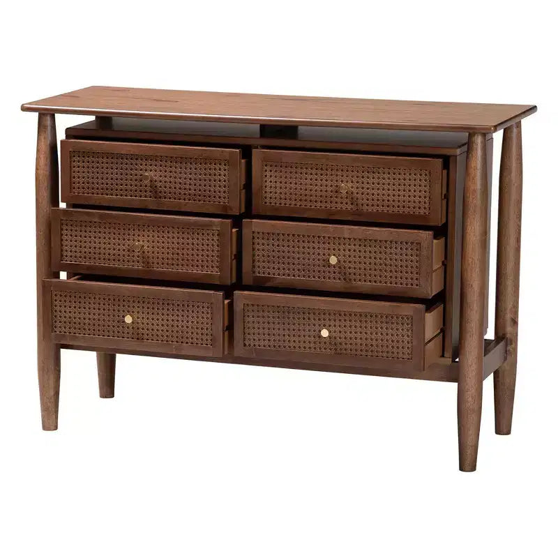 Baxton Studio Alyssa Wood 6 Drawer Dresser Walnut Brown