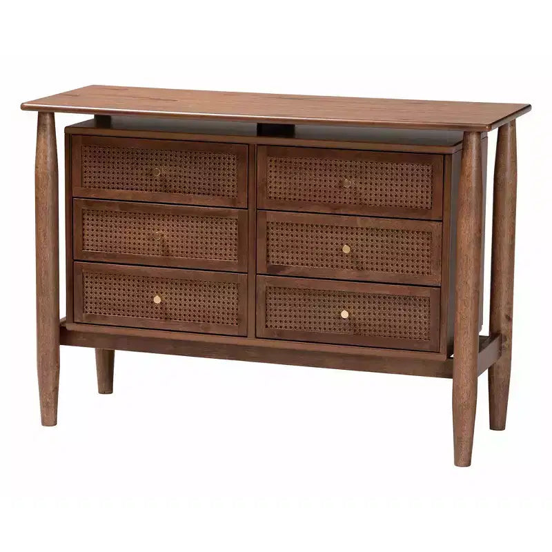 Commode en bois 6 tiroirs Baxton Studio Alyssa, noyer brun