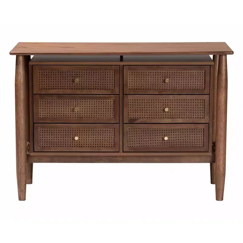Commode en bois 6 tiroirs Baxton Studio Alyssa, noyer brun