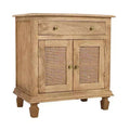 The Urban Port 30" Nightstand Table Rattan Cabinet Doors and Drawer Fronts Sandblasted Brown Mango Wood Brown
