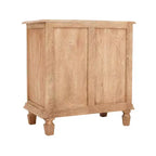 La Table de Chevet Urban Port 30", Portes d'Armoire en Rotin et Façades de Tiroirs en Bois de Mangue Sablé Marron