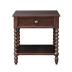 Beckett Nightstand Morocco Brown: Madison Park Bedside Table with Drawer, Modern Rubberwood Veneer