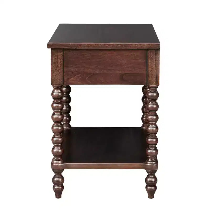Table de chevet Beckett brun Maroc : Table de chevet Madison Park avec tiroir, placage en bois d'hévéa moderne