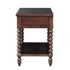 Table de chevet Beckett brun Maroc : Table de chevet Madison Park avec tiroir, placage en bois d'hévéa moderne