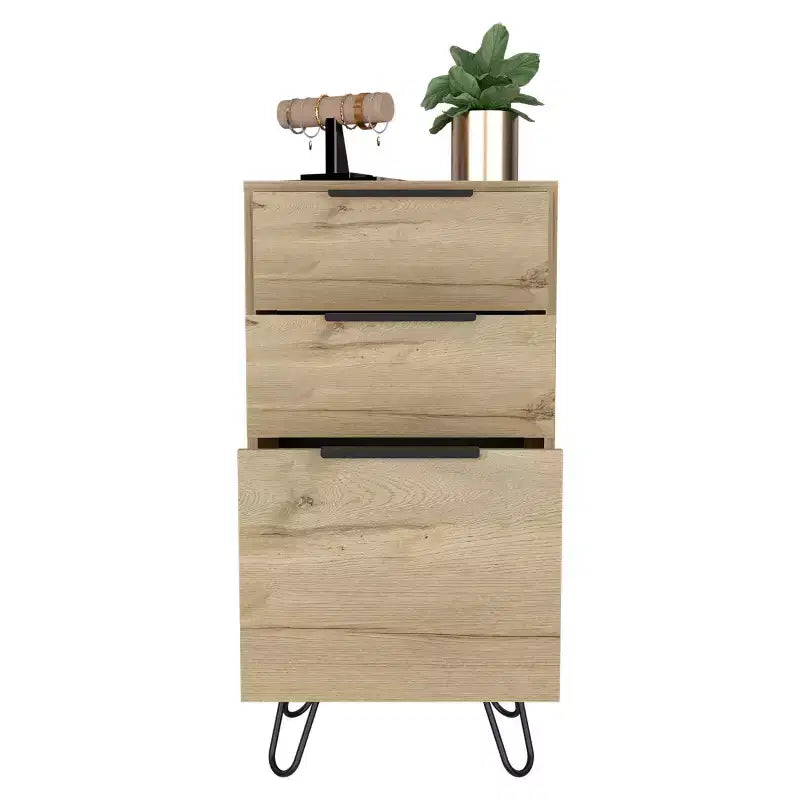 Christiane Dresser Beige - Boahaus: Slim, Modern Storage for Bedroom, 3 Drawers, Wood Laminate