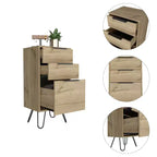 Commode Christiane Beige - Boahaus : Rangement mince et moderne pour chambre à coucher, 3 tiroirs, stratifié de bois