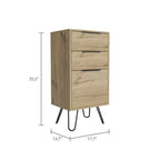 Commode Christiane Beige - Boahaus : Rangement mince et moderne pour chambre à coucher, 3 tiroirs, stratifié de bois