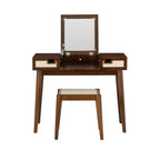 Linon Callie Solid Wood Vanity with Stool: Bohemian Design, Flip Mirror, Storage Space