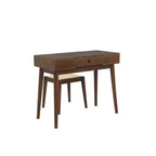 Meuble-lavabo en bois massif Linon Callie avec tabouret : design bohème, miroir rabattable, espace de rangement