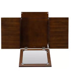 Meuble-lavabo en bois massif Linon Callie avec tabouret : design bohème, miroir rabattable, espace de rangement