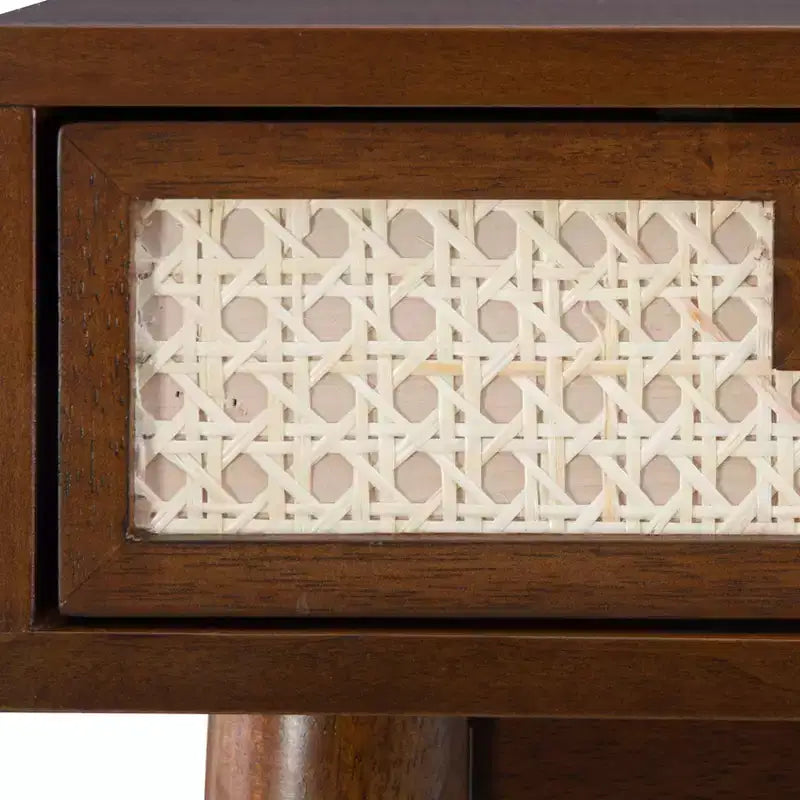 Meuble-lavabo en bois massif Linon Callie avec tabouret : design bohème, miroir rabattable, espace de rangement