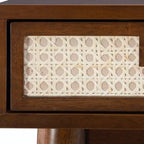 Meuble-lavabo en bois massif Linon Callie avec tabouret : design bohème, miroir rabattable, espace de rangement