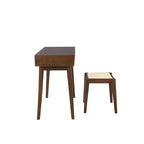 Meuble-lavabo en bois massif Linon Callie avec tabouret : design bohème, miroir rabattable, espace de rangement