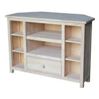 Corner Entertainment TV Stand for TVs up to 42" Light Brown: Solid Wood Media Console - International Concepts