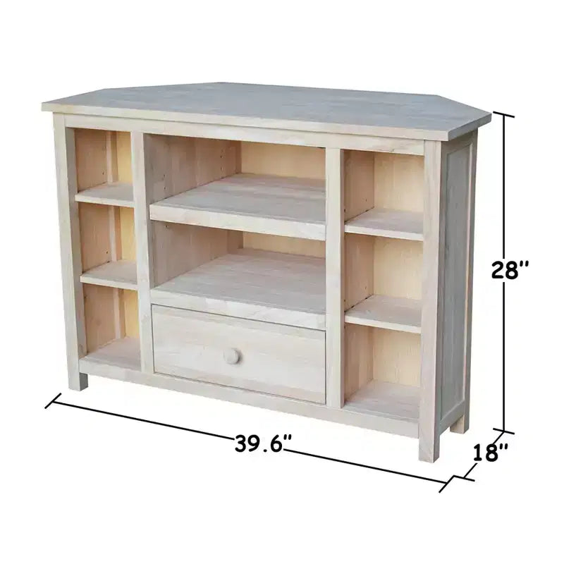 Meuble TV d'angle pour téléviseurs jusqu'à 42" marron clair : Console multimédia en bois massif - International Concepts