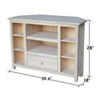 Meuble TV d'angle pour téléviseurs jusqu'à 42" marron clair : Console multimédia en bois massif - International Concepts