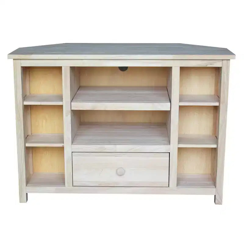 Meuble TV d'angle pour téléviseurs jusqu'à 42" marron clair : Console multimédia en bois massif - International Concepts