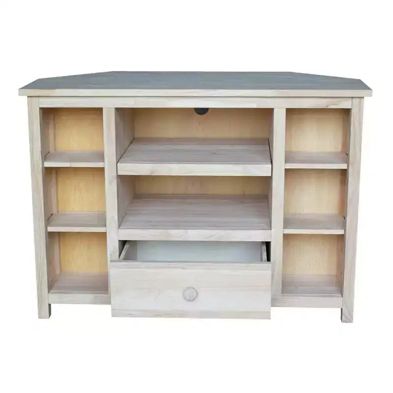 Meuble TV d'angle pour téléviseurs jusqu'à 42" marron clair : Console multimédia en bois massif - International Concepts