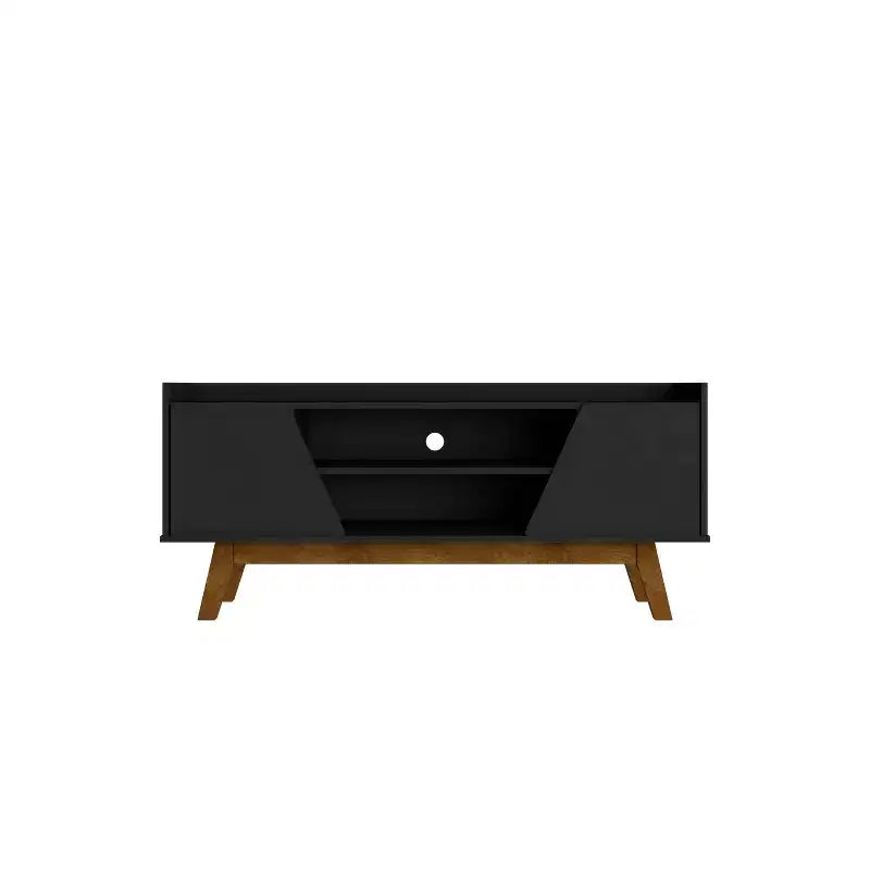 Marcus Mid-Century Modern 4 Shelf TV Stand for TVs up to 55": Media Console, Cable Management - Manhattan Comfort