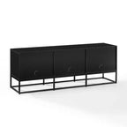 Meuble console Crosley Enzo Large Record Storage 152 cm noir : style industriel moderne, placage mélaminé, pieds en acier