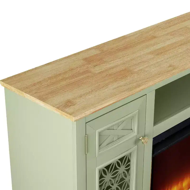 Meuble TV Festivo Farmhouse de 70 po pour téléviseurs jusqu'à 80 po avec foyer intégré Vert