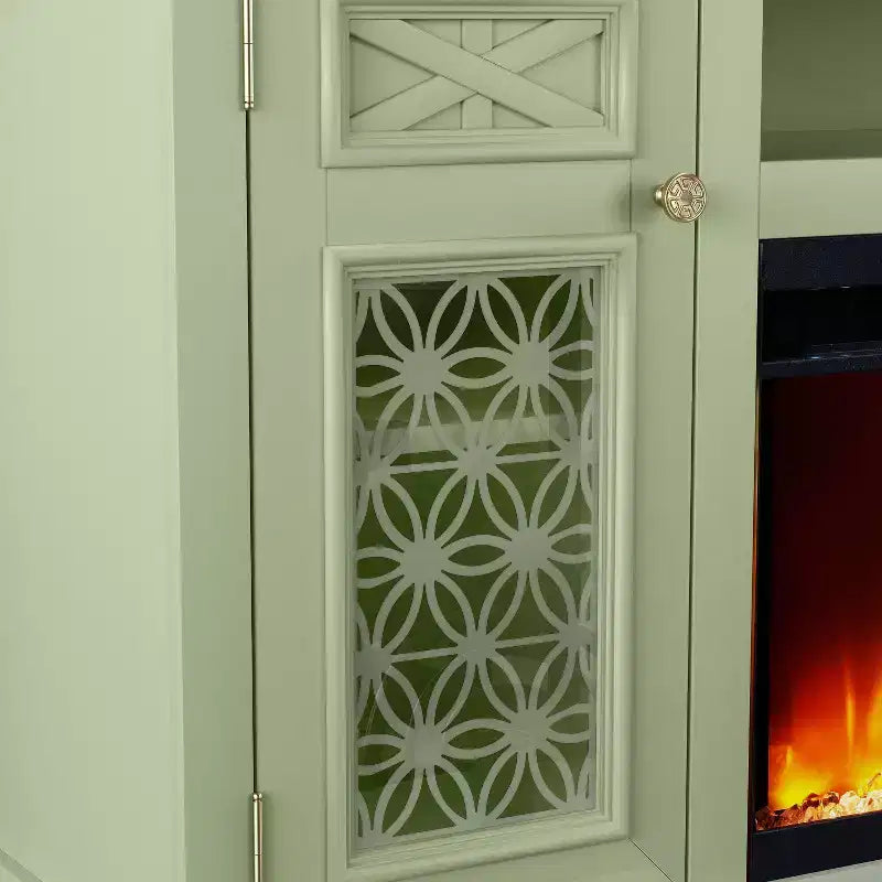 Meuble TV Festivo Farmhouse de 70 po pour téléviseurs jusqu'à 80 po avec foyer intégré Vert