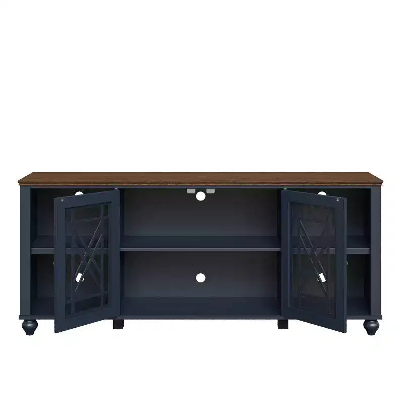 Meuble TV Festivo Vintage Style 70 po pour téléviseurs jusqu'à 80 po bleu marine