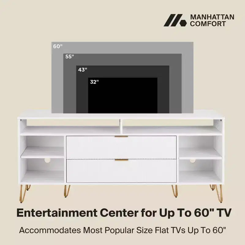 Meuble TV Dumbo Manhattan Comfort de 63 po pour téléviseurs jusqu'à 60 po, blanc