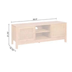 Meuble TV rectangulaire Lifestorey Sheldon en rotin naturel, pour téléviseurs jusqu'à 70 pouces, naturel