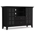 Normandy Solid Wood Wide Rustic TV Stand for TVs up to 53" Black - WyndenHall: Media Storage, Adjustable Shelves