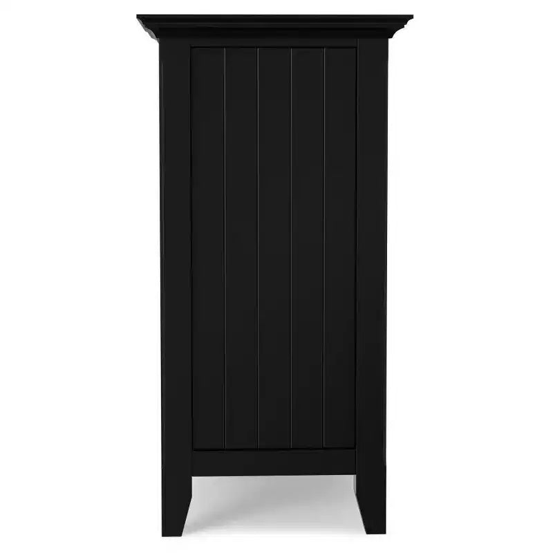 Meuble TV Rustique Large en Bois Massif Normandie pour TV jusqu'à 53" Noir - WyndenHall : Rangement Multimédia, Étagères Réglables
