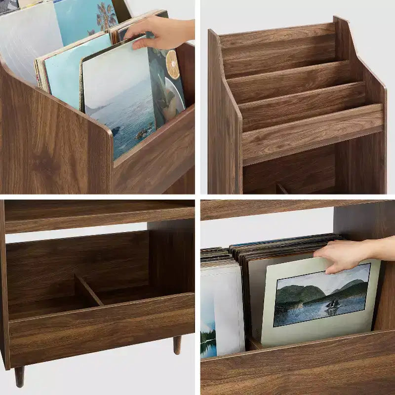 Meuble et rangement vinyle 3 pièces Crosley 84" Liam pour platine vinyle Noyer