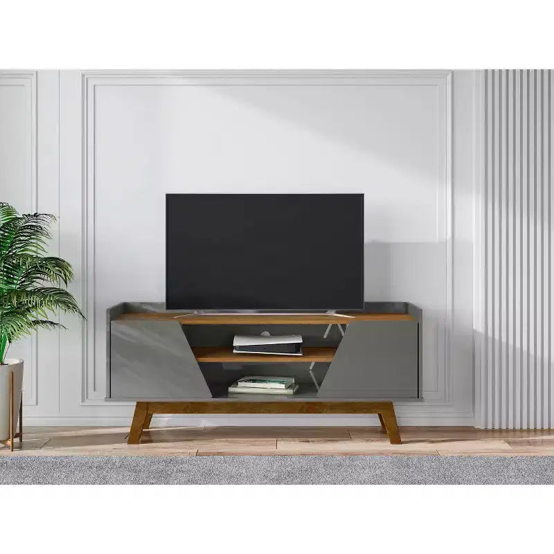 Meuble TV Marcus Mid-Century Modern à 4 étagères pour téléviseurs jusqu'à 55 po : Meuble TV - Manhattan Comfort