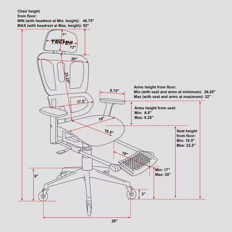 Chaise de jeu Airflex2 Mesh avec repose-pieds blanc - Techni Sport : Inclinaison synchronisée, capacité de 125 kg, design ergonomique