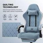 Chaise de gaming GTPLAYER en tissu avec accoudoirs synchronisés, chaise de bureau, bleu clair