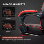 Chaise de jeu LUCKRACER avec repose-pieds, chaise de bureau à dossier haut, chaise d'ordinateur rouge
