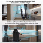 Chaise de jeu GTRACING avec haut-parleurs Bluetooth Chaise de bureau haute en polyuréthane bleue