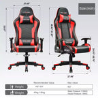 Chaise de jeu GTRACING avec haut-parleurs Bluetooth Fauteuil de bureau à dossier haut en PU Rouge