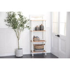 Étagère en pin style ferme blanche - Olivia & May : Bibliothèque à 4 niveaux, Organisateur de rangement haut